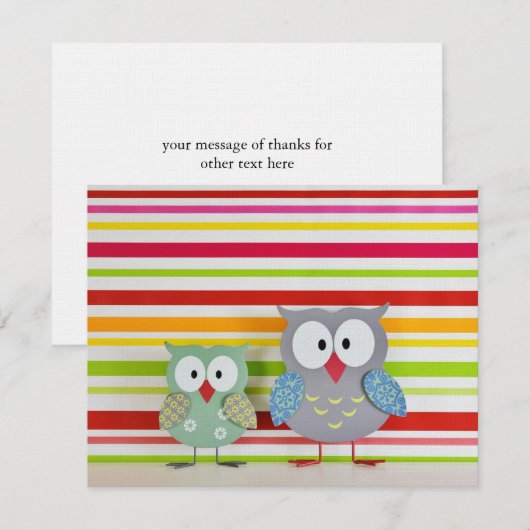 Schattigee uil Bedankt Opmerking Kaart Notitiekaartje (Voorkant / Achterkant)