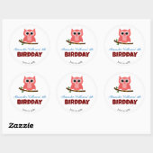 Schattigee uil Bird Illustration Kind's verjaardag Ronde Sticker (Vel)