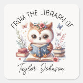 Schattigee Uil Boek Stickers – Gepersonaliseerde B (Voorkant)
