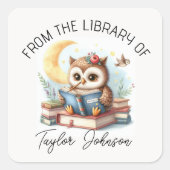 Schattigee Uil Boek Stickers – Gepersonaliseerde B (Voorkant)