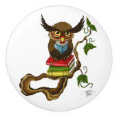 Schattigee Uil Boeken Keramische Knop (Voorkant)