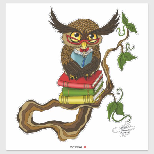 Schattigee Uil Boeken Sticker (Vel)