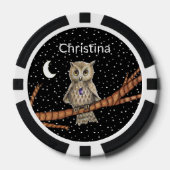 Schattigee Uil Branch Crystal Ketting Moon Stars Poker Chips (Voorkant)