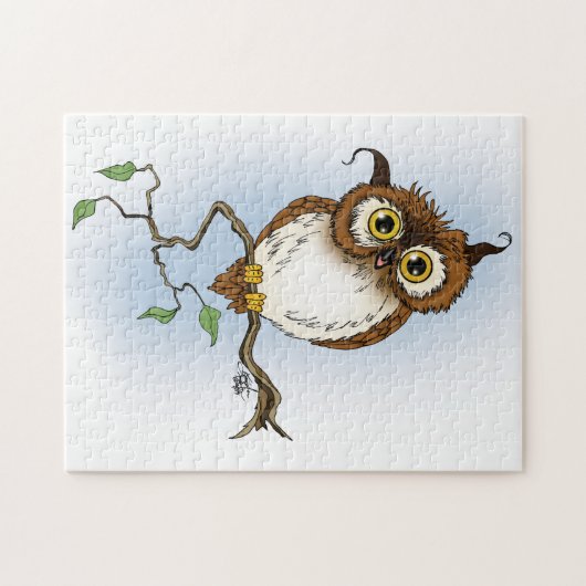 Schattigee uil bruine hoot legpuzzel (Horizontaal)