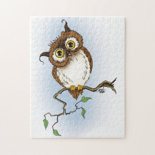 Schattigee uil bruine hoot legpuzzel (Verticaal)