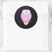 Schattigee Uil Cartoon. Roze Ronde Sticker (Tas)