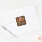 Schattigee uil dank u Baby shower vierkante Sticke Vierkante Sticker (Envelop)