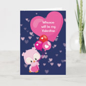 Schattigee uil die mijn Valentijn Kaart zal zijn (Voorkant)