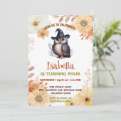 Schattigee Uil dierlijke bloem cartoon Verjaardags Kaart (Staand voorkant)