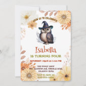 Schattigee Uil dierlijke bloem cartoon Verjaardags Kaart (Voorkant)