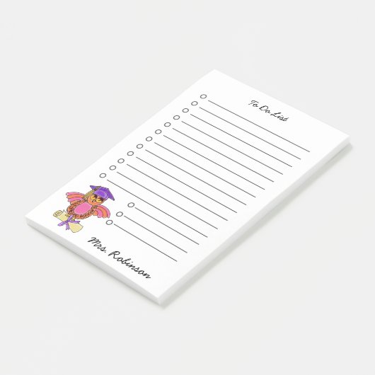 Schattigee uil diploma leraar te doen lijst wit 4  post-it® notes (Schuin)
