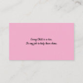 Schattigee Uil Docent Educator Pastel Pink Visitekaartje (Achterkant)