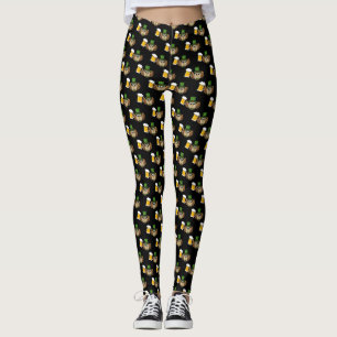 Schattigee Uil Drink Beer St Patrick's Day Pattern Leggings