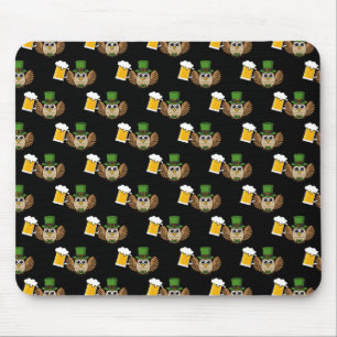 Schattigee Uil Drink Beer St Patrick's Day Pattern Muismat