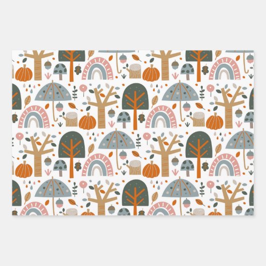 Schattigee Uil en bos Inpakpapier Vel (Voorkant 3)