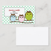 Schattigee Uil Familie Licht Groene Tutor Visiteka Visitekaartje (Voorkant / Achterkant)