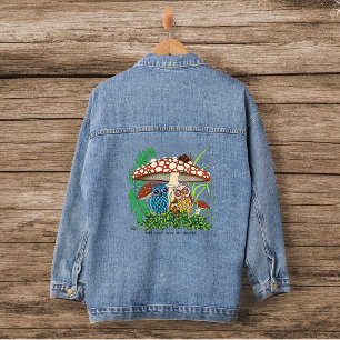 Schattigee Uil Familie Paddenstoel Regen Denim Jacket