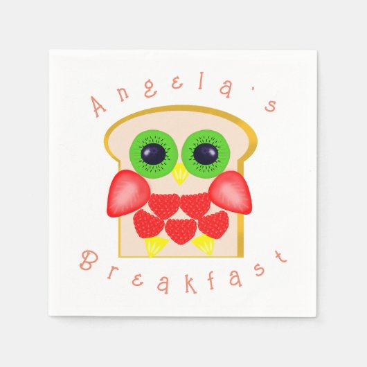 Schattigee Uil Fruits Ontbijt Servet (Voorkant)