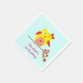 Schattigee uil geel roze bloemen gepersonaliseerde servetten (Hoek)