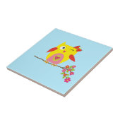 Schattigee uil geel roze illustratie tegeltje (Zijkant)