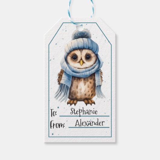 Schattigee Uil Gift Labels Cadeaulabel (Voorkant)