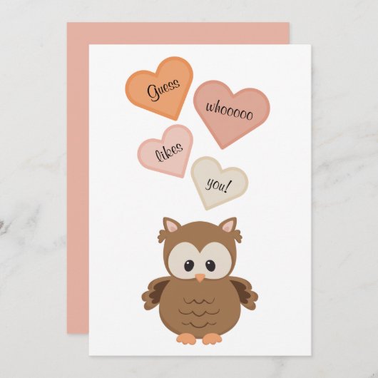 Schattigee Uil Guess whooooooo vindt je leuk! Vale Feestdagenkaart (Voorkant / Achterkant)