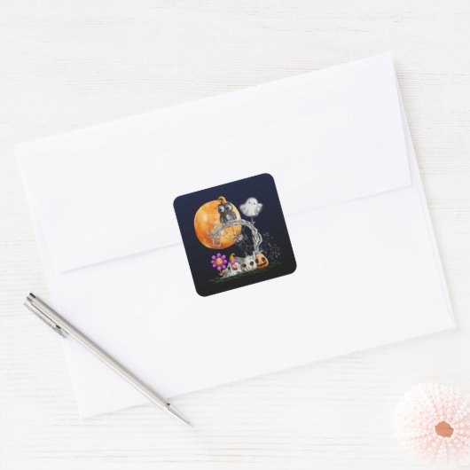 Schattigee uil Halloween Vierkante Sticker (Envelop)