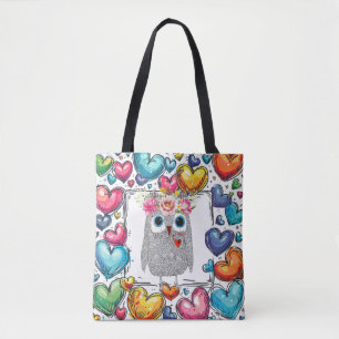 Schattigee Uil Hart Canvas tas