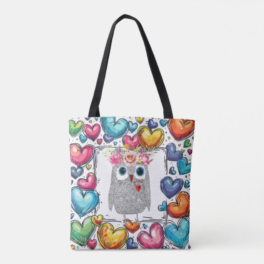 Schattigee Uil Hart Canvas tas (Achterkant)