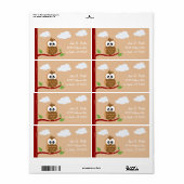 Schattigee Uil Hoot WooHoo Etiket (Full Sheet)