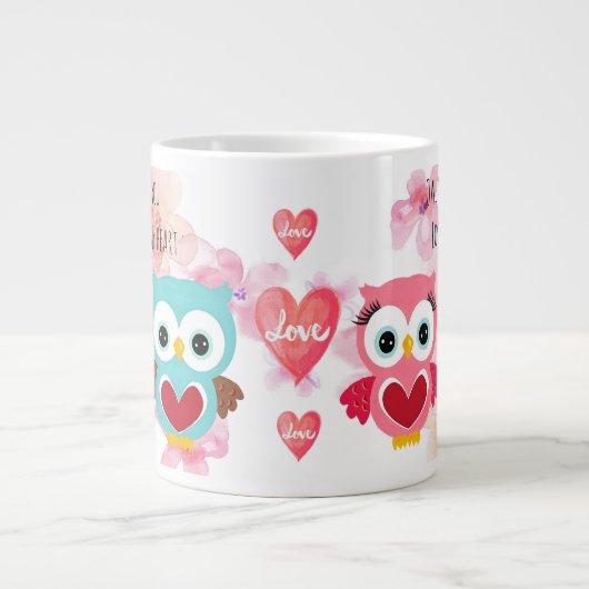 Schattigee uil houdt altijd van je grote koffiekop (Voorkant)