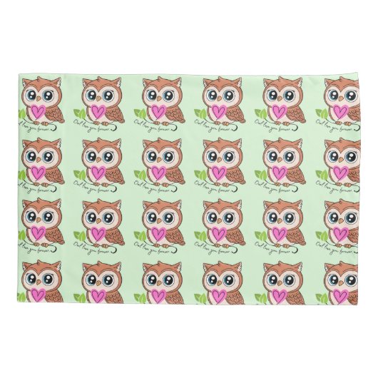 Schattigee uil houdt van je voor altijd Kussensloo Kussensloop (Achterkant-Links)