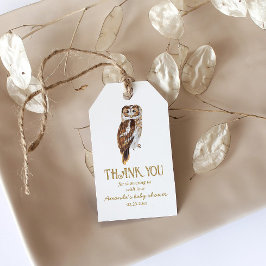 Schattigee uil illustratie Baby shower dank u Cadeaulabel