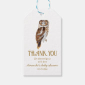 Schattigee uil illustratie Baby shower dank u Cadeaulabel (Voorkant)