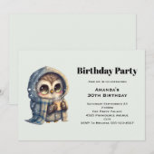 Schattigee Uil in de winter met Koffieverjaardag Kaart (Voorkant / Achterkant)