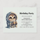 Schattigee Uil in de winter met Koffieverjaardagsf Briefkaart (Voorkant)