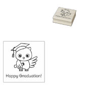 Schattigee uil in een Afstuderen Pet met een rol Rubberstempel (Gestempeld)