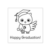 Schattigee uil in een Afstuderen Pet met een rol Rubberstempel (Afrduk)