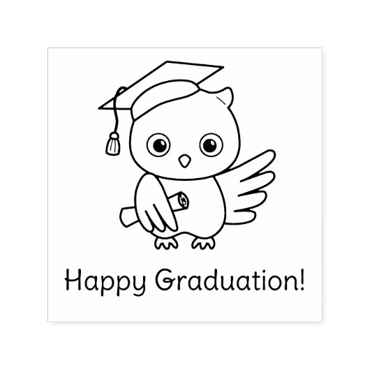 Schattigee uil in een Afstuderen Pet met een rol Zelfinktende Stempel (Design)