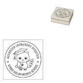 Schattigee uil in een Afstuderen Pet Ronde tekst Rubberstempel (Gestempeld)
