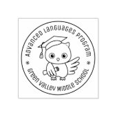 Schattigee uil in een Afstuderen Pet Ronde tekst Rubberstempel (Afrduk)