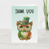 Schattigee Uil in een Groene Top Hoed Bedankkaart (Voorkant)