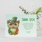 Schattigee Uil in een Groene Top Hoed Bedankkaart (Staand voorkant)