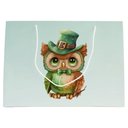 Schattigee Uil in een Groene Top Hoed Groot Cadeauzakje (Voorkant)
