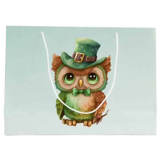 Schattigee Uil in een Groene Top Hoed Groot Cadeauzakje (Achterkant)