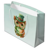 Schattigee Uil in een Groene Top Hoed Groot Cadeauzakje (Achterkant Gekanteld)