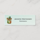 Schattigee Uil in een Groene Top Hoed Mini Visitekaartje (Voorkant)