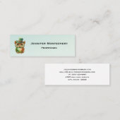 Schattigee Uil in een Groene Top Hoed Mini Visitekaartje (Voorkant / Achterkant)