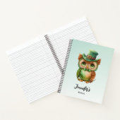 Schattigee Uil in een Groene Top Hoed Notitieboek (Binnen)