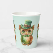 Schattigee Uil in een Groene Top Hoed Papieren Bekers (Links)